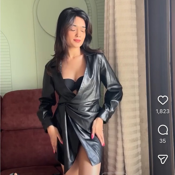 Zara Black Faux Leather Shirt Dress - Picture 5 of 15